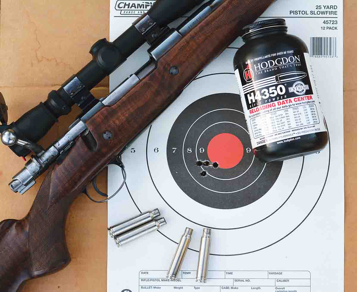 Handloads produced this 100-yard group that measured .654 inch in this Browning FN High Power Safari grade rifle that has been heavily used by Brian and has cycled in excess of 4,000 rounds.